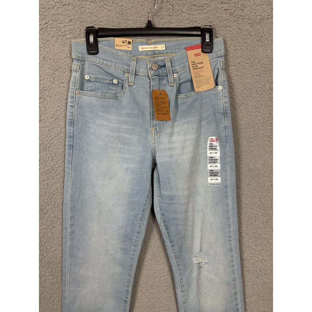 Levis Womens 724 High-Rise Slim Straight Jeans 27x30 Light Wash Denim - Picture 2 of 7